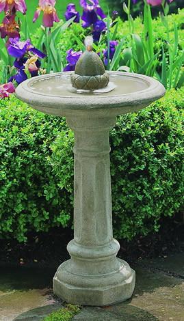 Acorn Outdoor Cast Stone Birdbath Garden Water Fountain Fountain Campania International